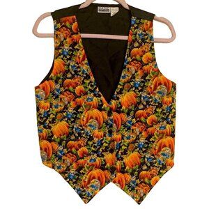 Basic Editions Pumpkin Patch Halloween Vest S 100% Cotton & Acetate